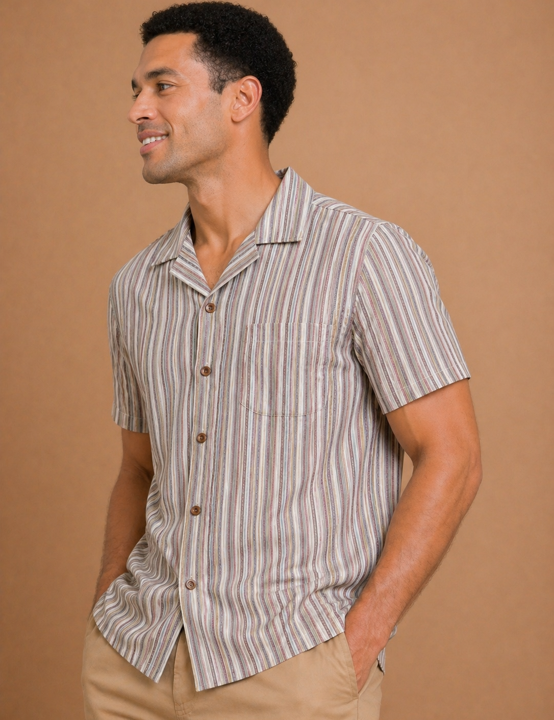 Bunker Twisted Stripe Short Sleeve Button Down Shirt