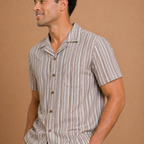 Bunker Twisted Stripe Short Sleeve Button Down Shirt