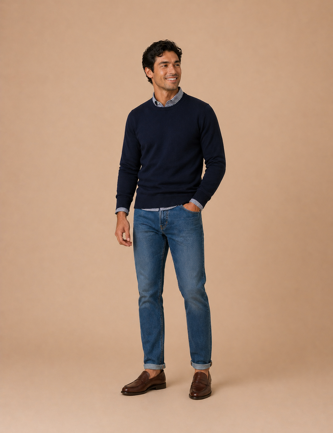 Wellington Cotton Cashmere Blend Crew Neck Sweater