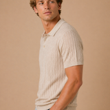 Glendora Short Sleeve Rib Stitch Sweater Polo