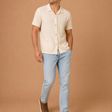 Poolside Short Sleeve Knit Button Down Shirt