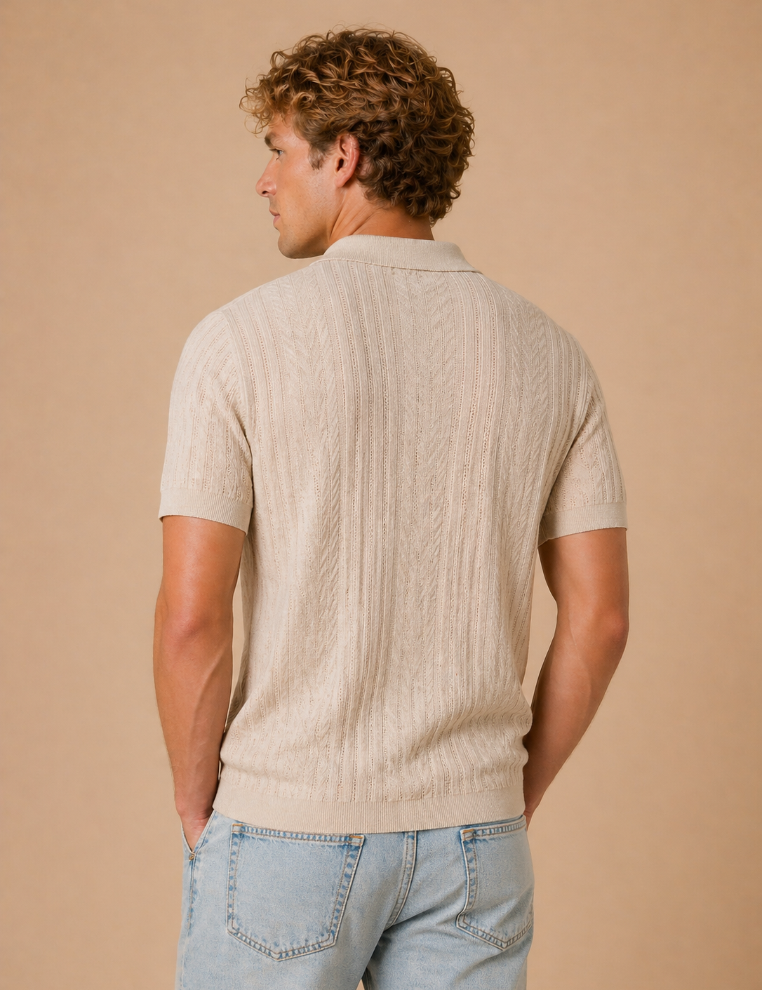 Glendora Short Sleeve Rib Stitch Sweater Polo