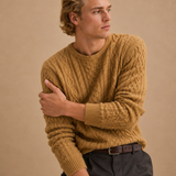 Mohair Wool Bend Fishermans Cable Knit Crewneck Sweater