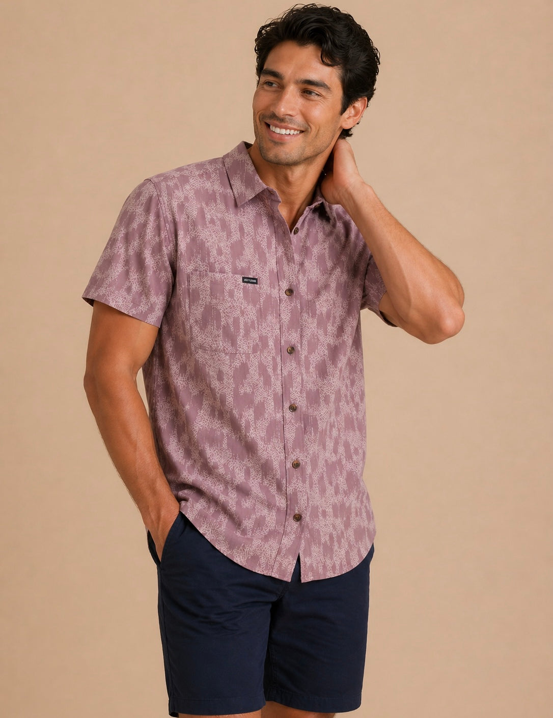 Charter Print Short Sleeve Button Down Shirt