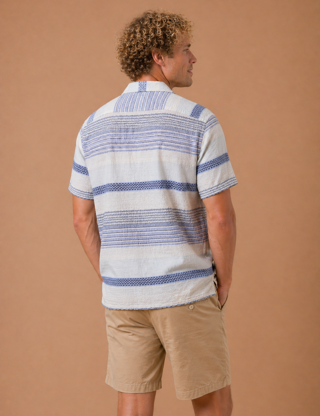 Lakesite Textured Short Sleeve Linen Blend Shirt