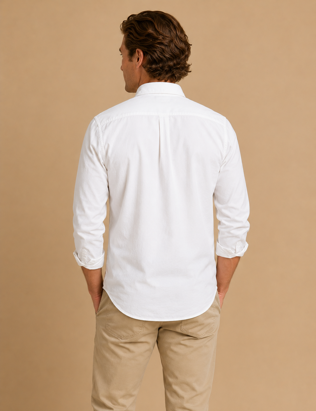 Cotton Oxford Sport Button Down Shirt In Solid White