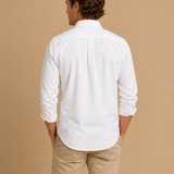 Cotton Oxford Sport Button Down Shirt In Solid White