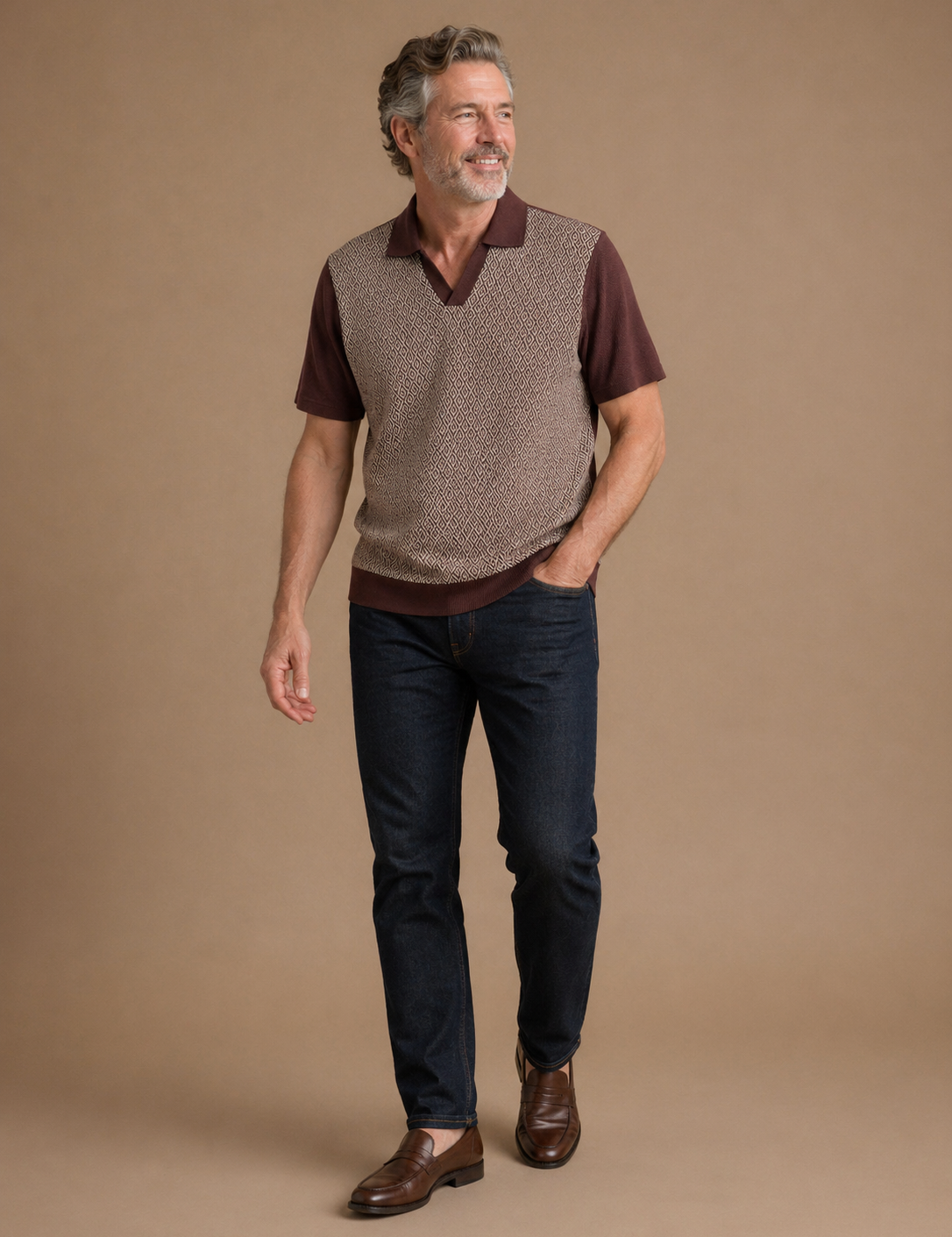 Theo Jacquard Short Sleeve Polo