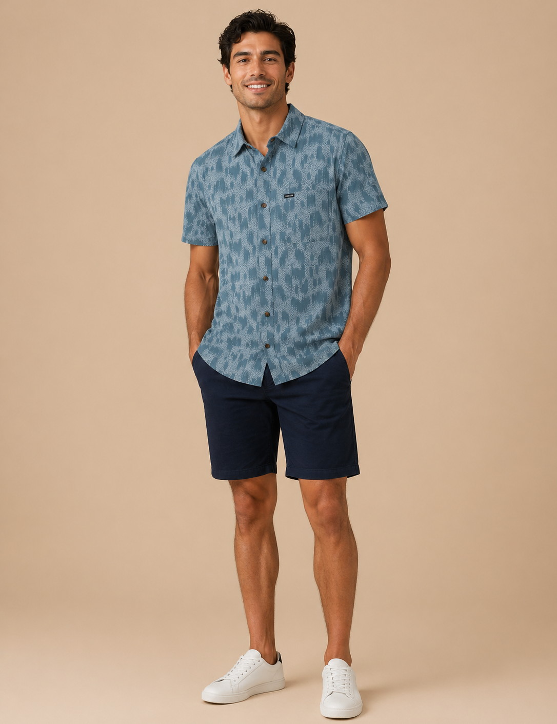 Charter Print Short Sleeve Button Down Shirt