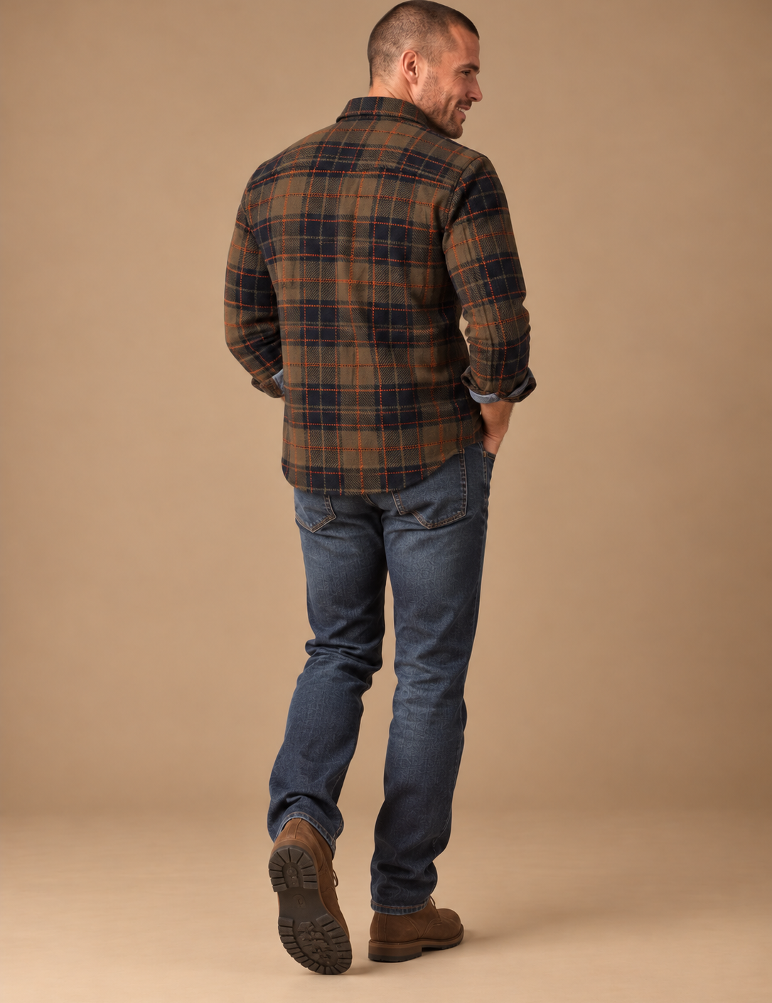 Mountain Plaid Textured Button Down Overshirt