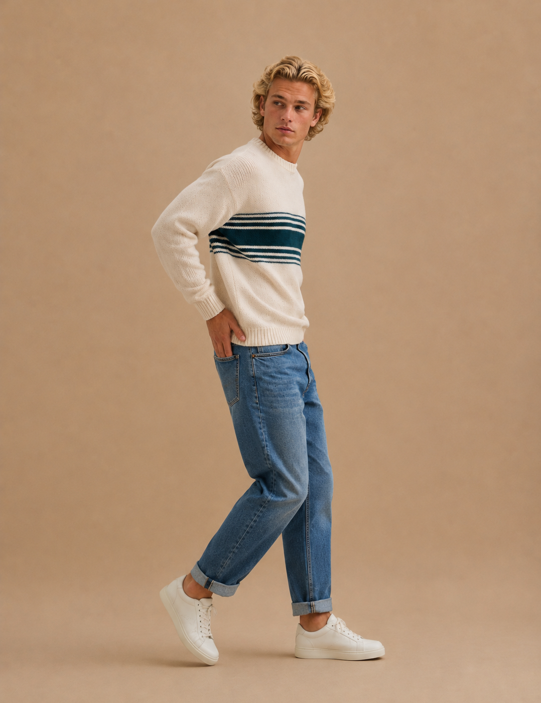 Strata Colorblock Mohair Wool Blend Crewneck Sweater