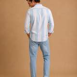 Cotton Oxford Sport Button Down Shirt in Prescott Stripe
