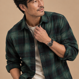 Forest Plaid Flannel Button Down Shirt