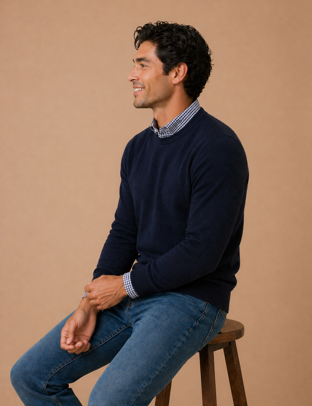 Wellington Cotton Cashmere Blend Crew Neck Sweater