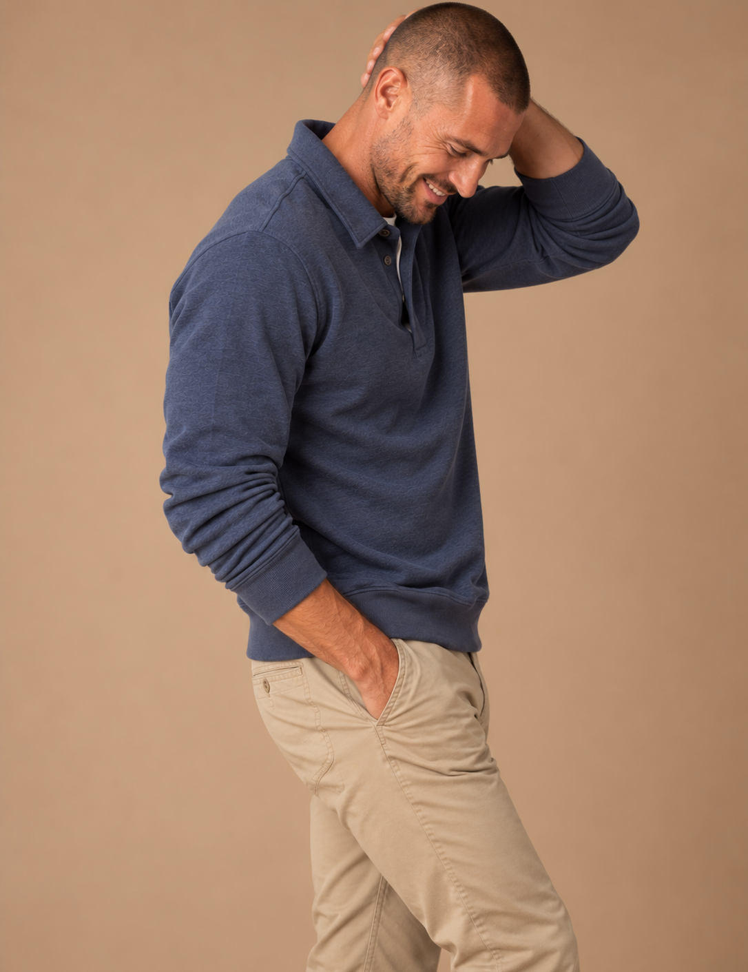 Newton Fleece Lined Long Sleeve Heathered Polo