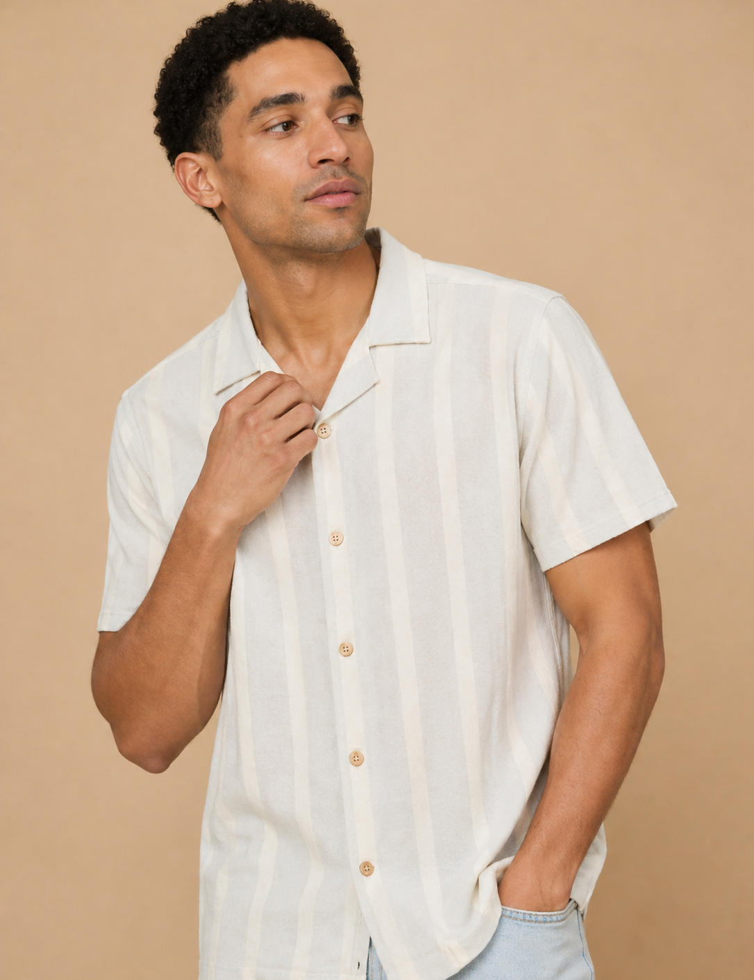 Judson Striped Short Sleeve Camp Collar Shirt