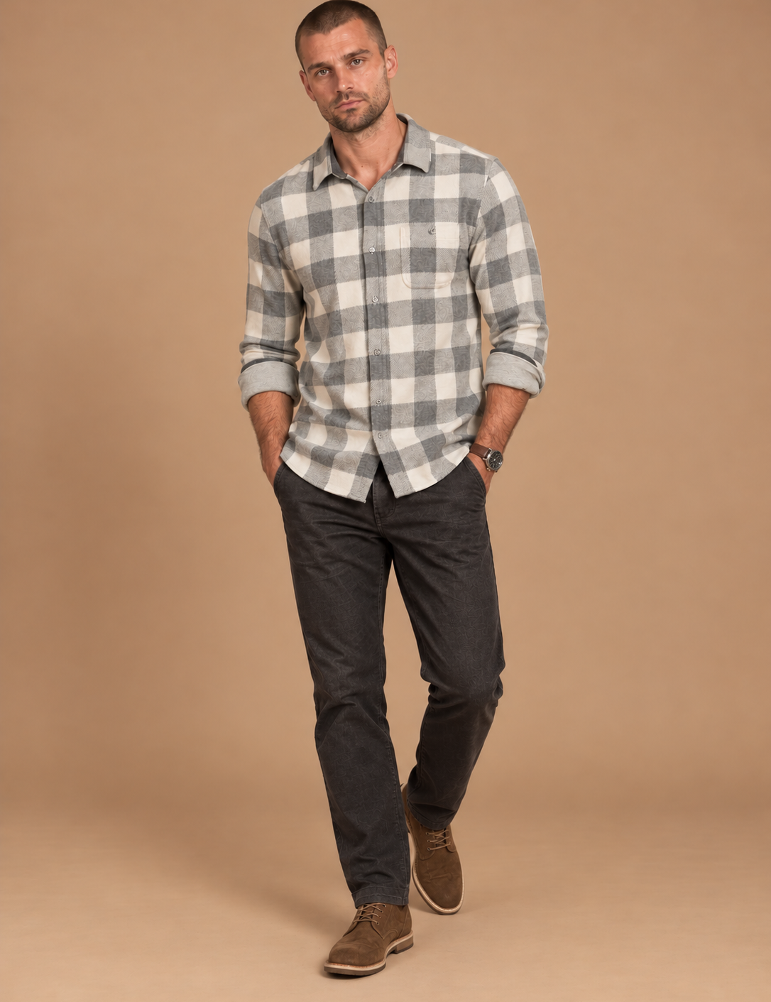 Thatcher Hero Stretch Knit Buffalo Plaid Flannel Shirt