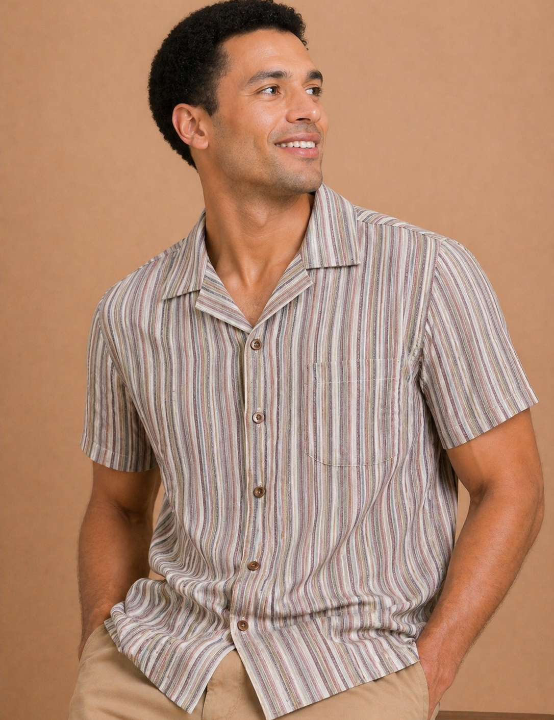 Bunker Twisted Stripe Short Sleeve Button Down Shirt