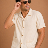 Poolside Short Sleeve Knit Button Down Shirt