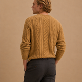 Mohair Wool Bend Fishermans Cable Knit Crewneck Sweater