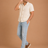 Poolside Short Sleeve Knit Button Down Shirt