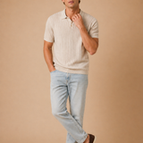 Glendora Short Sleeve Rib Stitch Sweater Polo