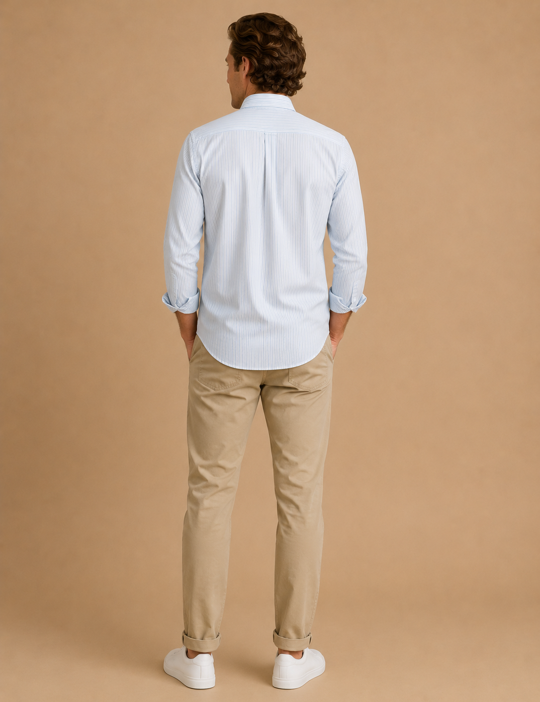 Cotton Oxford Sport Button Down Shirt In Collins Stripe