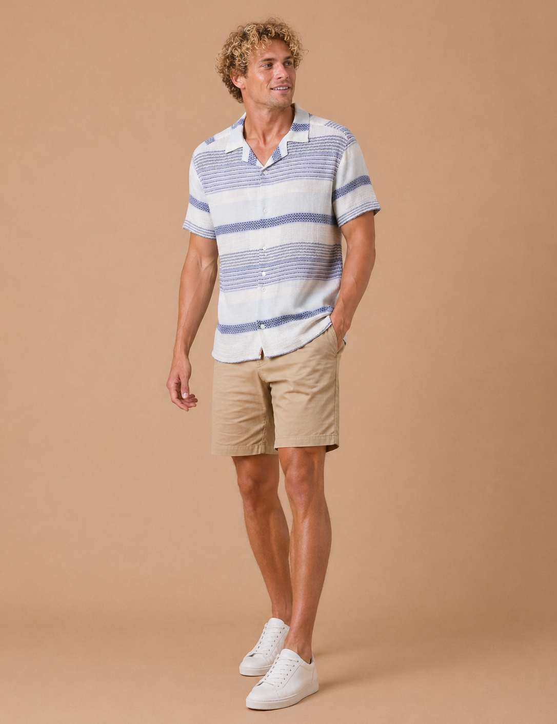 Lakesite Textured Short Sleeve Linen Blend Shirt