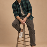 Forest Plaid Flannel Button Down Shirt