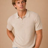 Glendora Short Sleeve Rib Stitch Sweater Polo