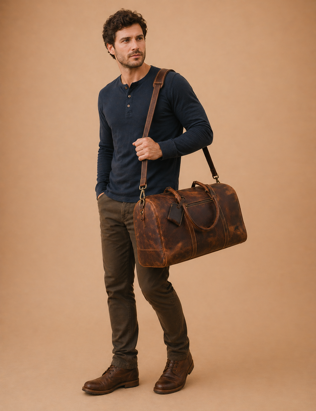 30L Water Buffalo Leather Weekender Duffel Bag