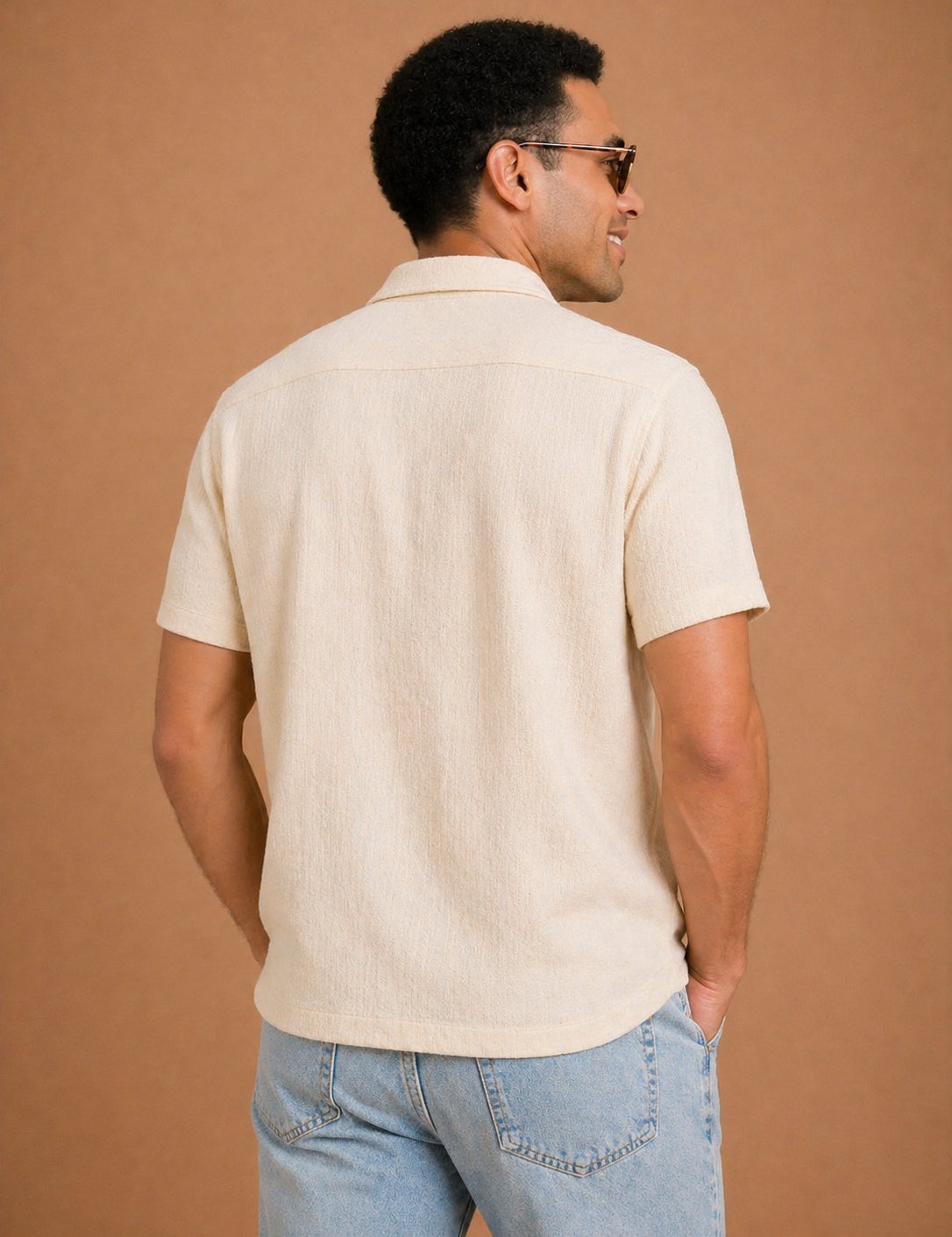 Poolside Short Sleeve Knit Button Down Shirt