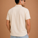 Poolside Short Sleeve Knit Button Down Shirt