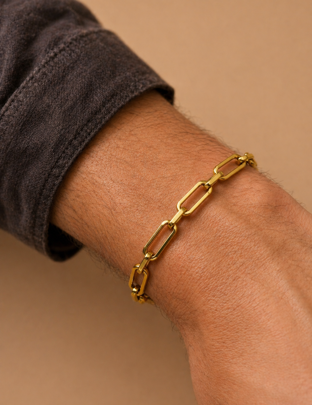 Gold Plated Stainless Steel Paperclip Bracelet
